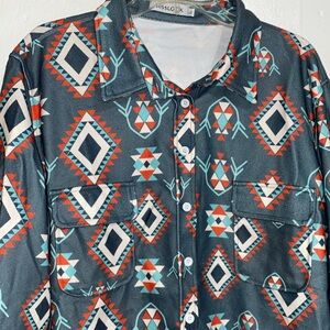 MISSLOOK Coral Velvet longsleeve southwestern style shirt size XL